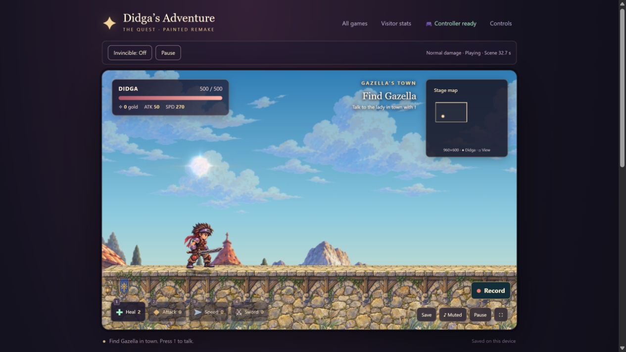 Actual browser gameplay from the painted 2D episode