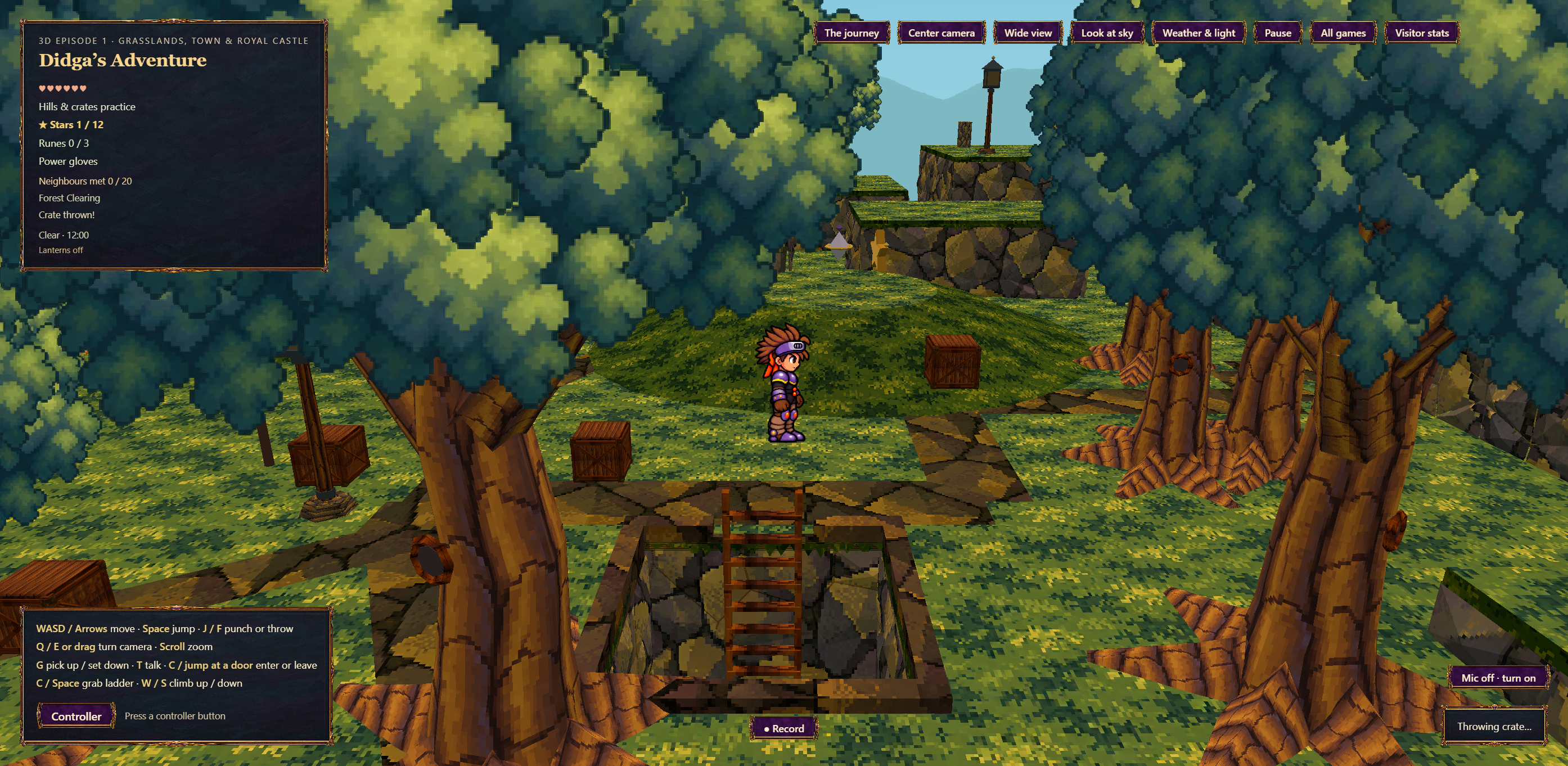 Actual gameplay showing the physical crate in flight after release