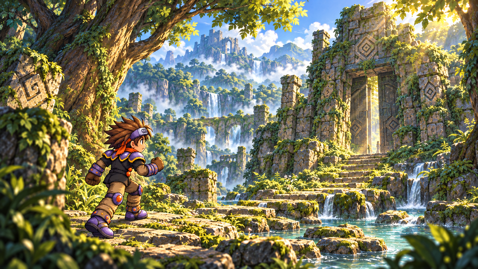 Illustration of Didga exploring his forest world